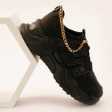 Chunky sole with gold chain sneakers for girl, women's