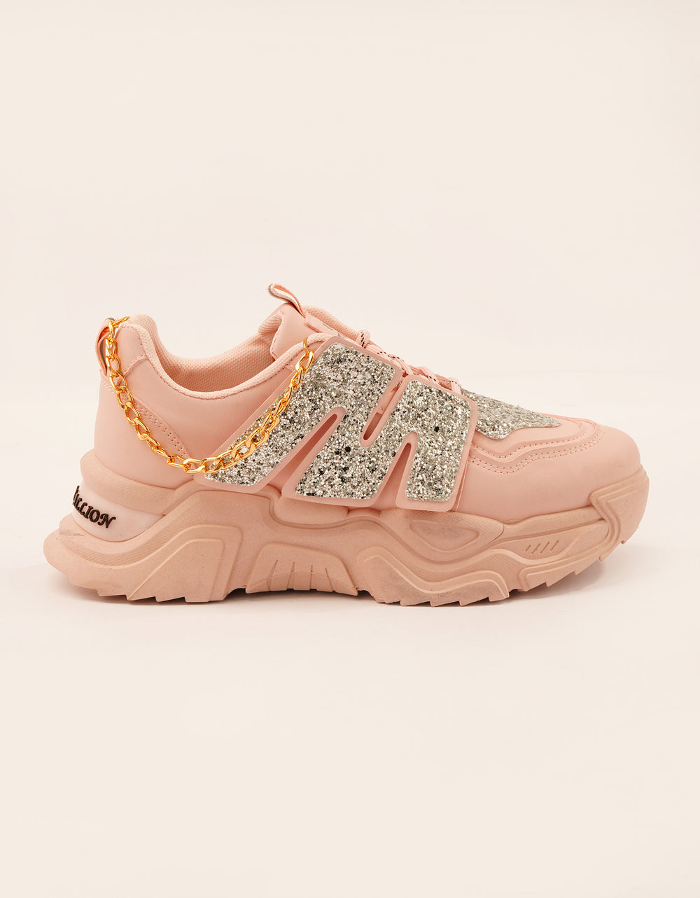 Chunky sole with gold chain sneakers for girl, women's