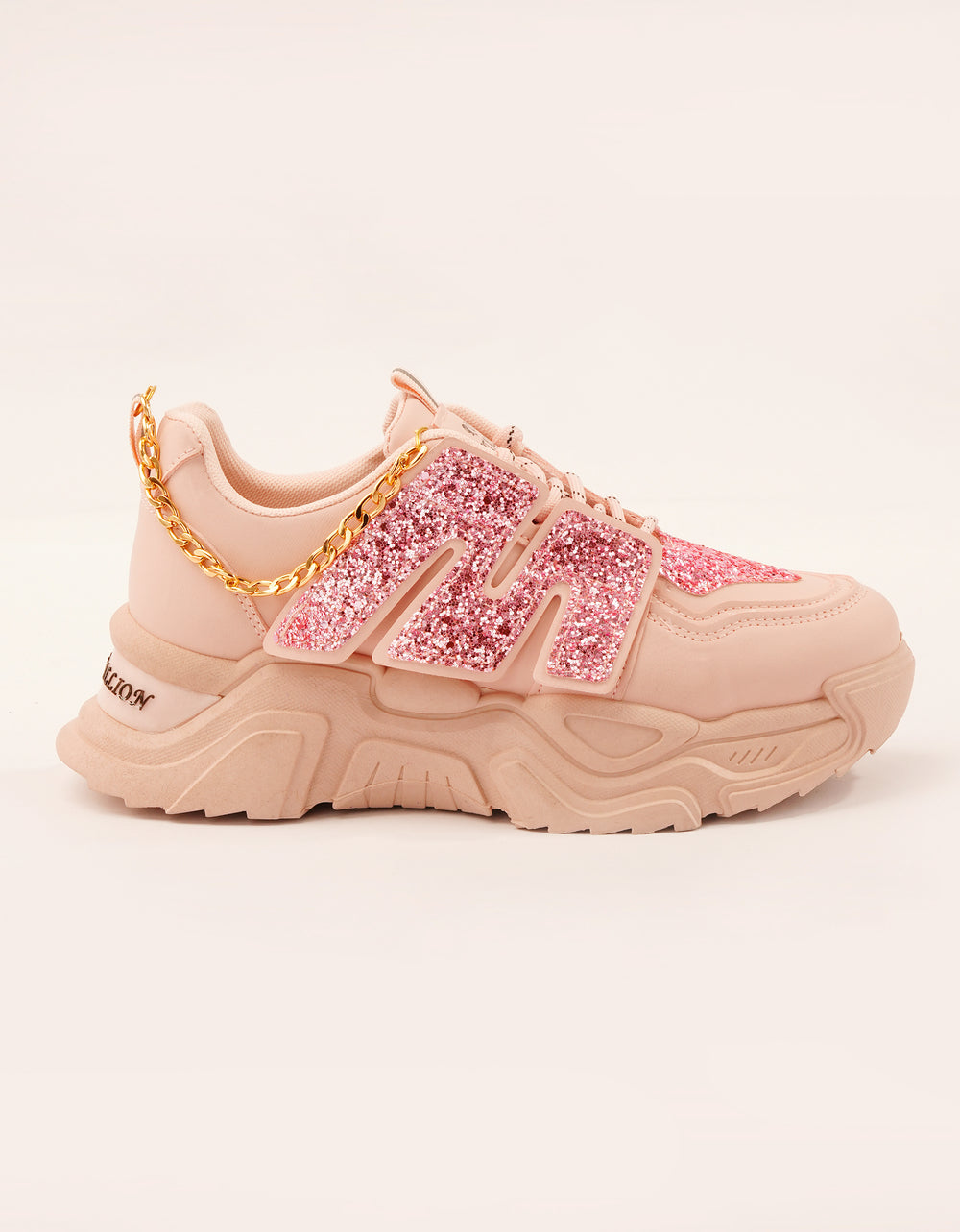 Chunky sole with gold chain sneakers for girl, women's