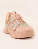 Chunky sole with gold chain sneakers for girl, women's