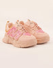 Chunky sole with gold chain sneakers for girl, women's