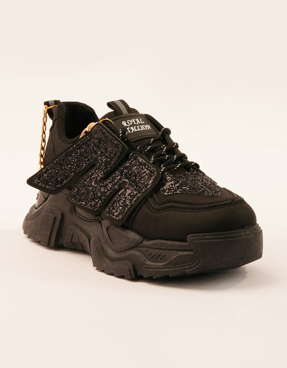 Chunky sole with gold chain sneakers for girl, women's