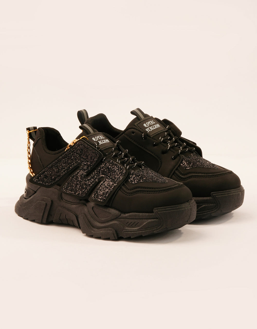 Chunky sole with gold chain sneakers for girl, women's