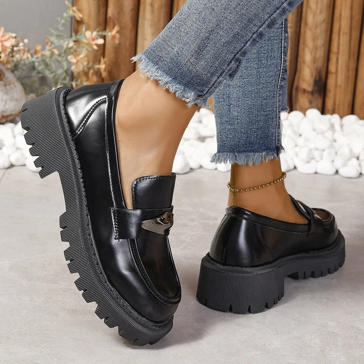 2024 Spring Summer Comfortable Soft Temu Slope Heel Women's Shoes Korean Style Simple Fashion Flat Shoes Rubber Sole loafer 🔥
