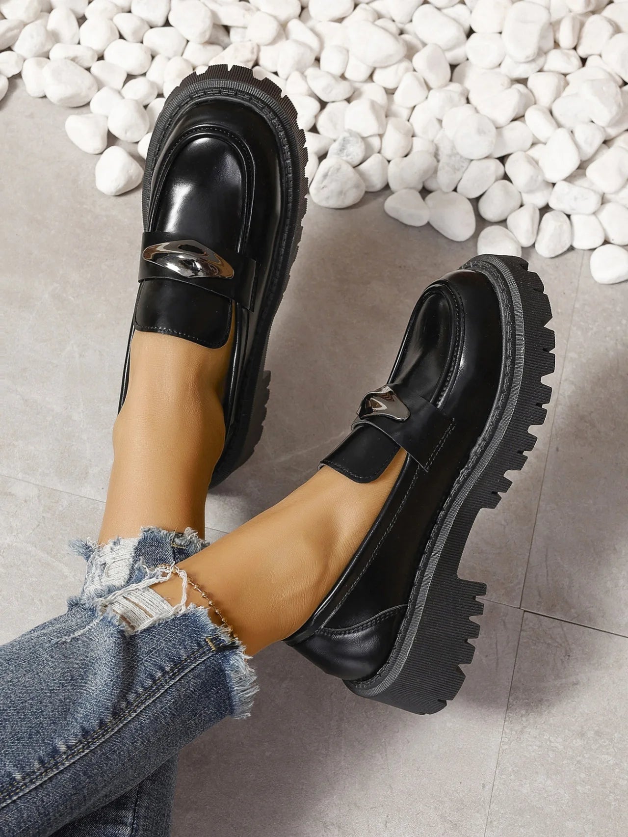 2024 Spring Summer Comfortable Soft Temu Slope Heel Women's Shoes Korean Style Simple Fashion Flat Shoes Rubber Sole loafer 🔥