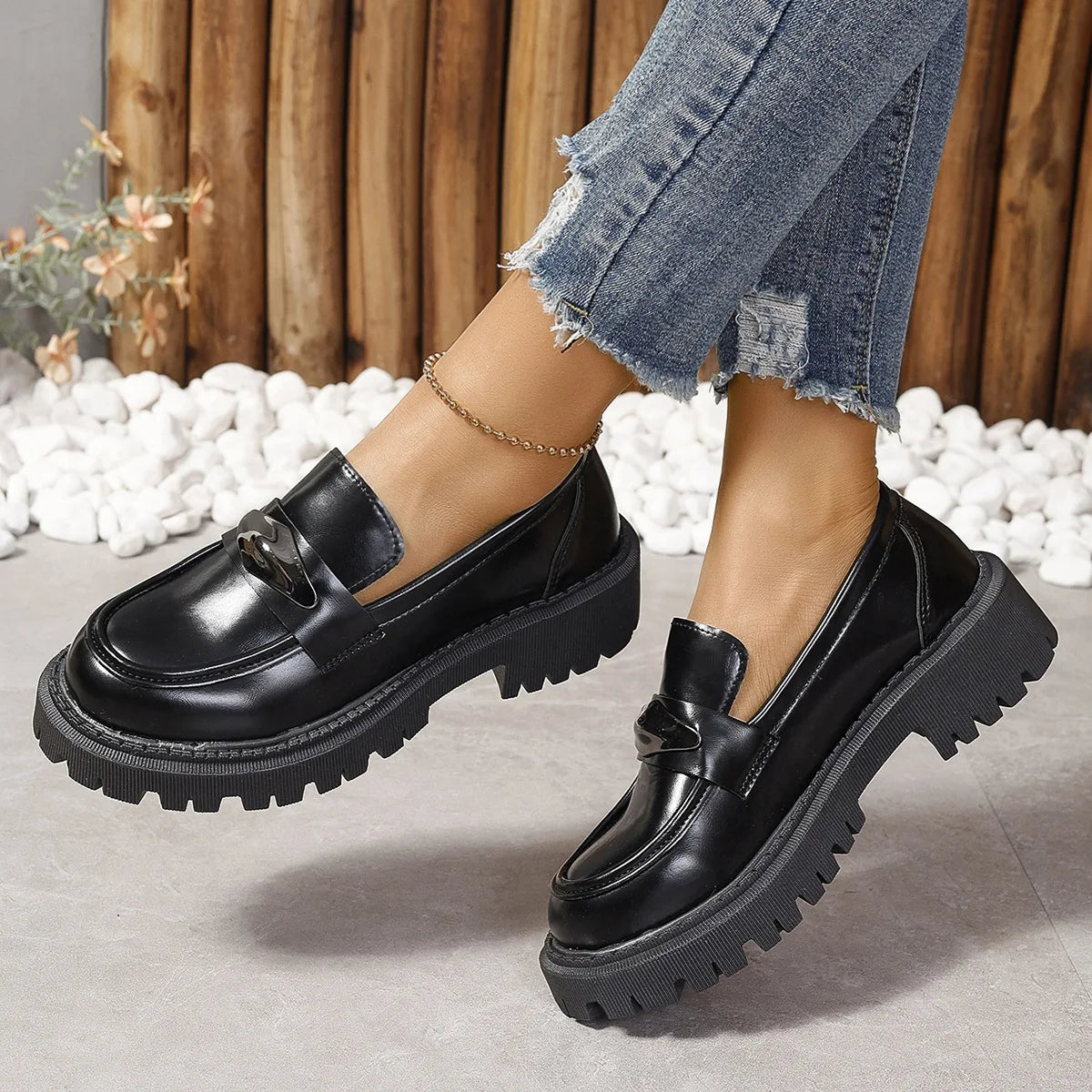 2024 Spring Summer Comfortable Soft Temu Slope Heel Women's Shoes Korean Style Simple Fashion Flat Shoes Rubber Sole loafer 🔥