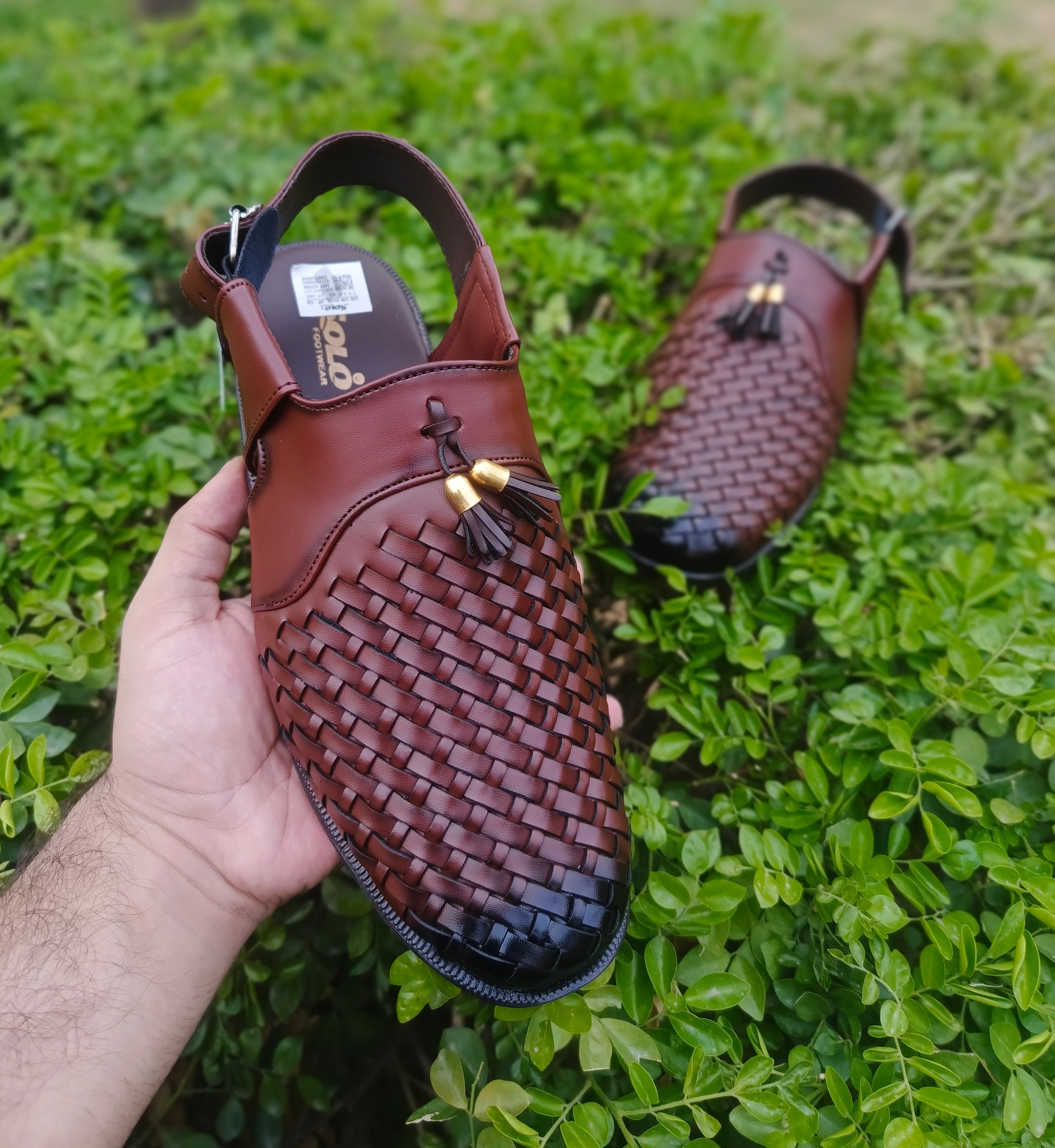 Premium Handcrafted Woven Peshawari Sandal – Classic Brown❤