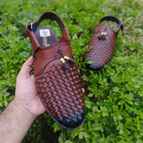Premium Handcrafted Woven Peshawari Sandal – Classic Brown❤