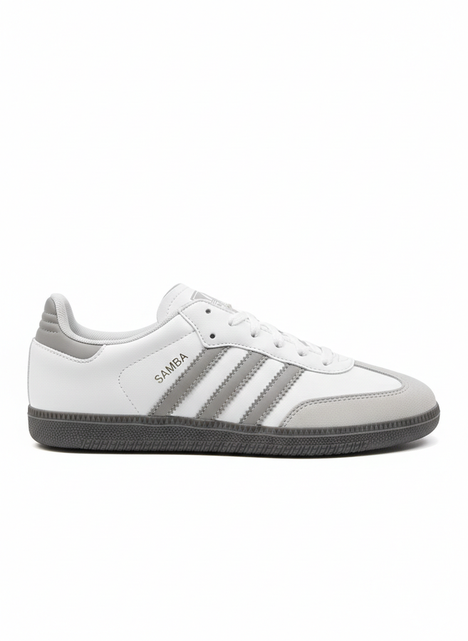 Men’s Classic Samba Sneakers – White & Gray (Gum Sole)