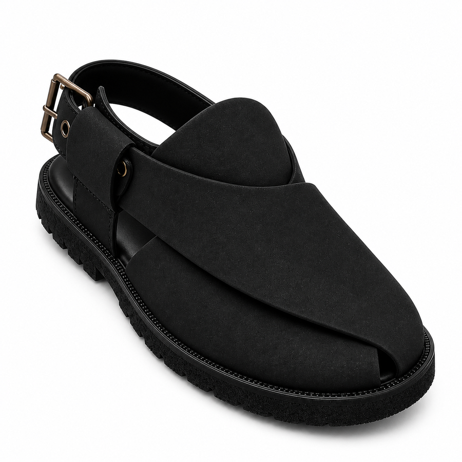 Premium Black Peshawari Sandal for Men – Comfortable & Durable Footwear