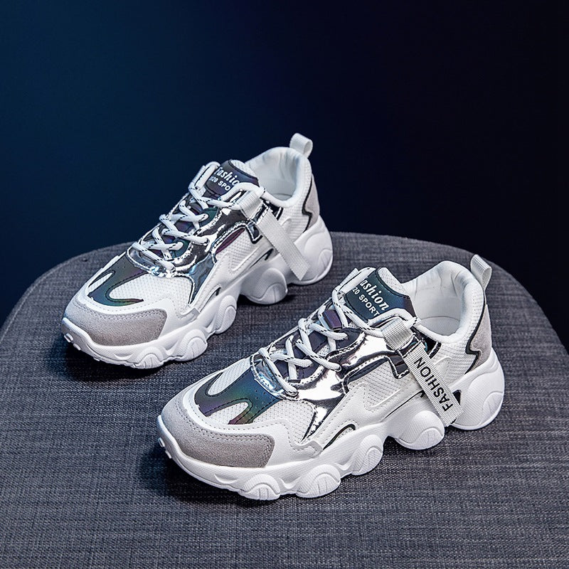 Dad Shoes for Women, Spring and Autumn 2026 New Model, Popular Breathable Versatile Casual Shoes, Thick-Soled White Sneakers, Trendy