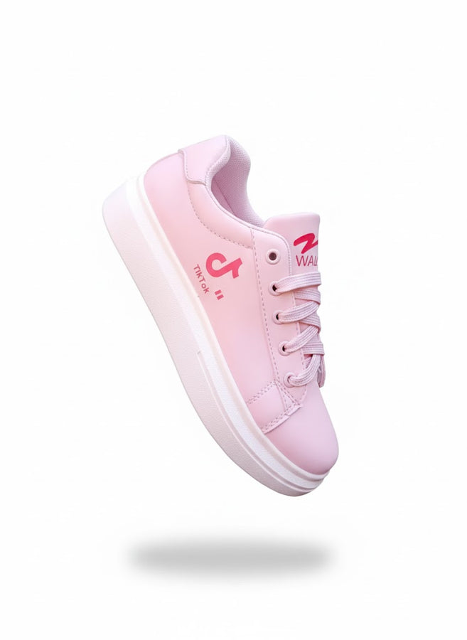 Light pink tiktok logo sneakers-Daily use sneakers for girl/women