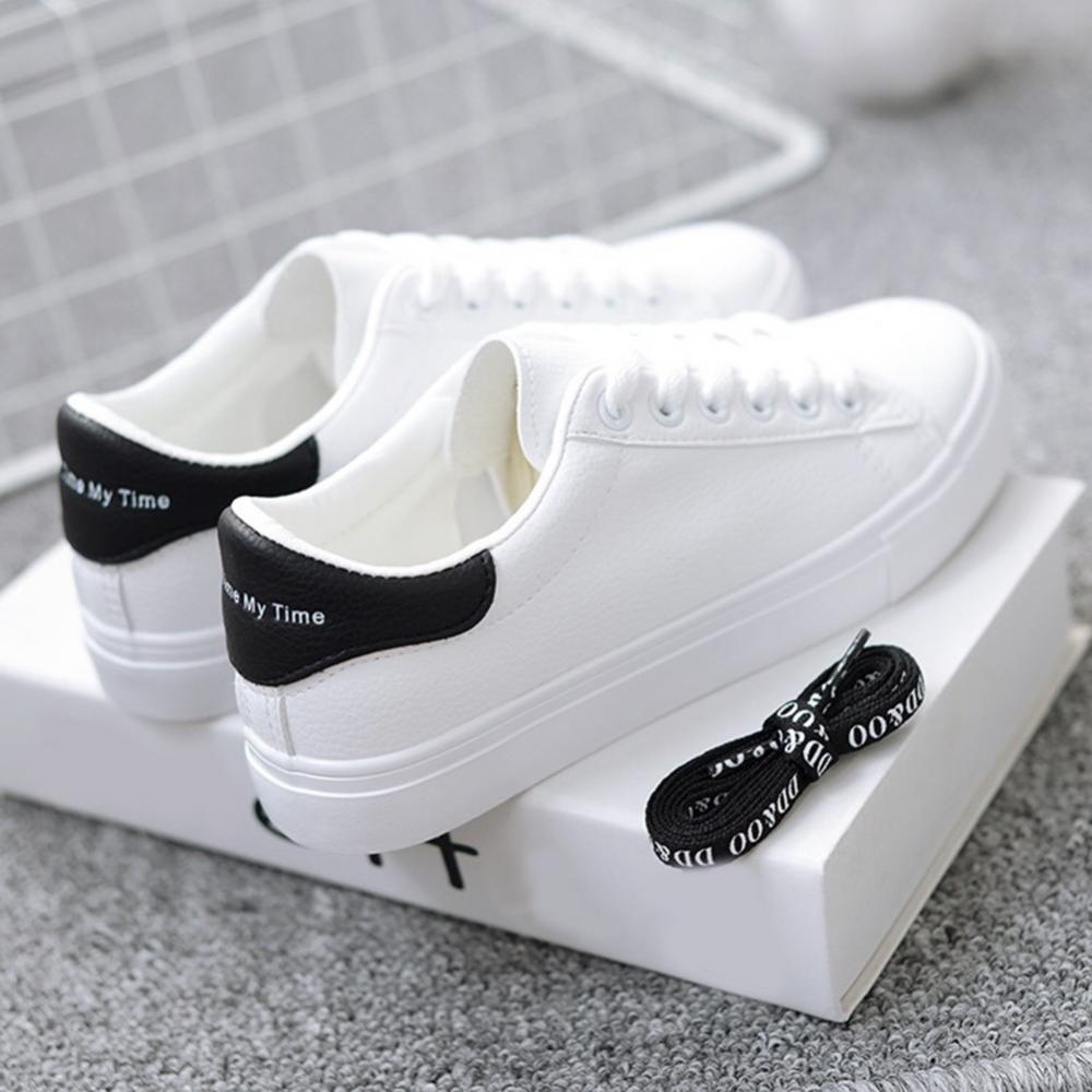 Fashion Women's Vulcanize Shoes 2024 New in Casual Classic Solid Color PU Leather Shoes Woman Casual White Shoes Sneakers 🥁