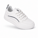 Women's White Platform Sneakers – Casual Chunky Sole Lace-Up Shoes