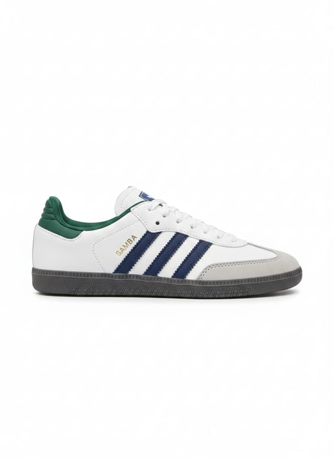 Men’s Classic Samba Sneakers – White & Navy Blue (Street Style)