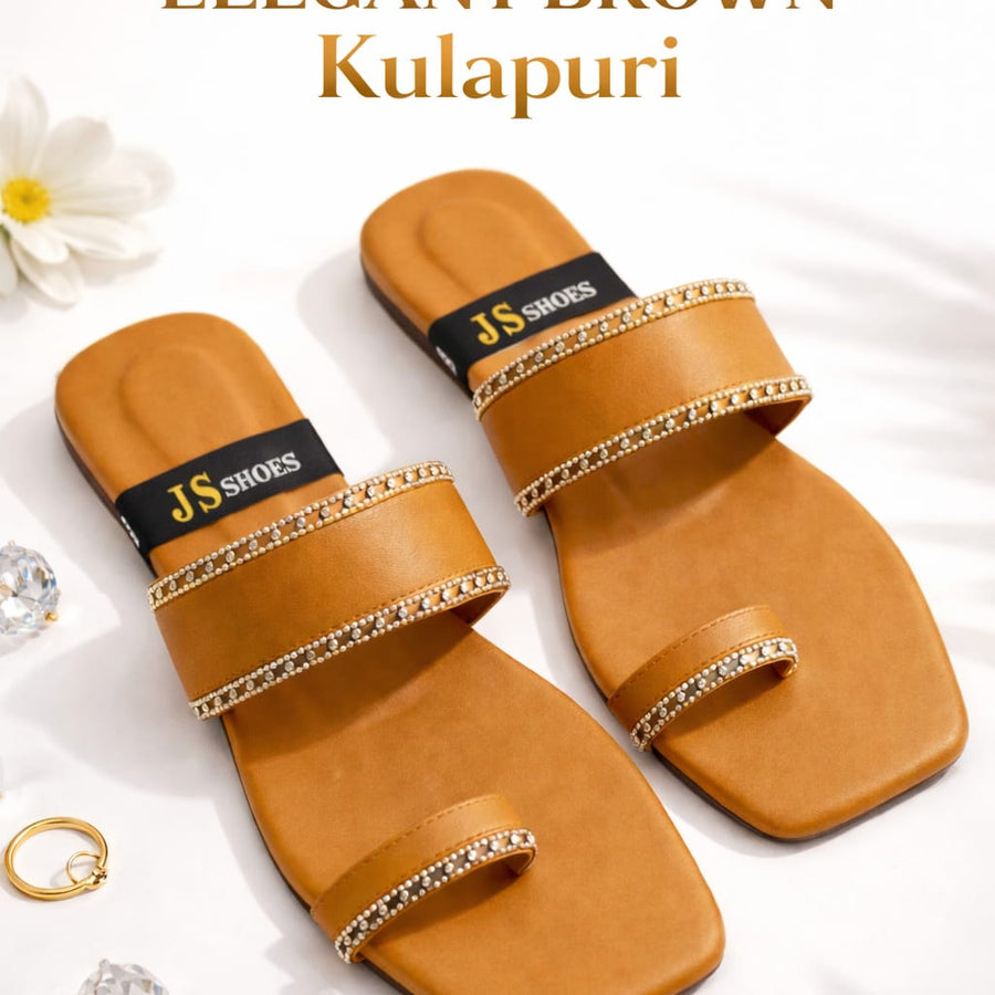 Elegant Brown Kulapuri – Stylish Daily Wear Flats for Women