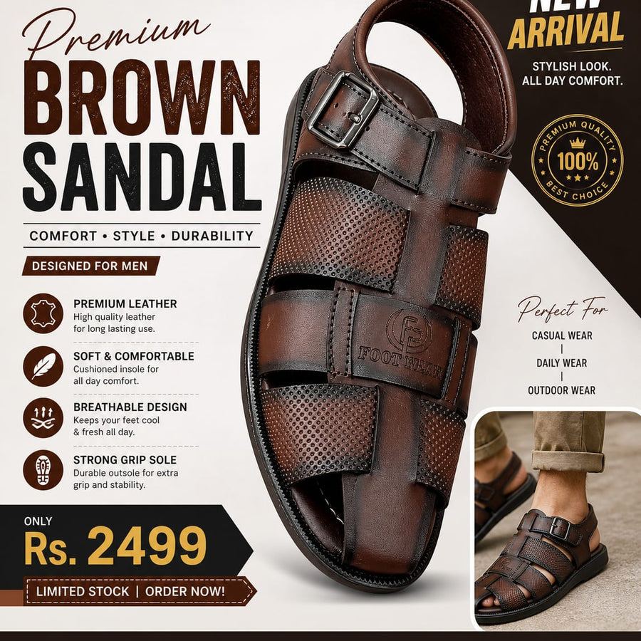 Premium Brown Sandal For Men – Comfortable Casual Sandal