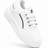 Women's White Platform Sneakers – Casual Chunky Sole Lace-Up Shoes
