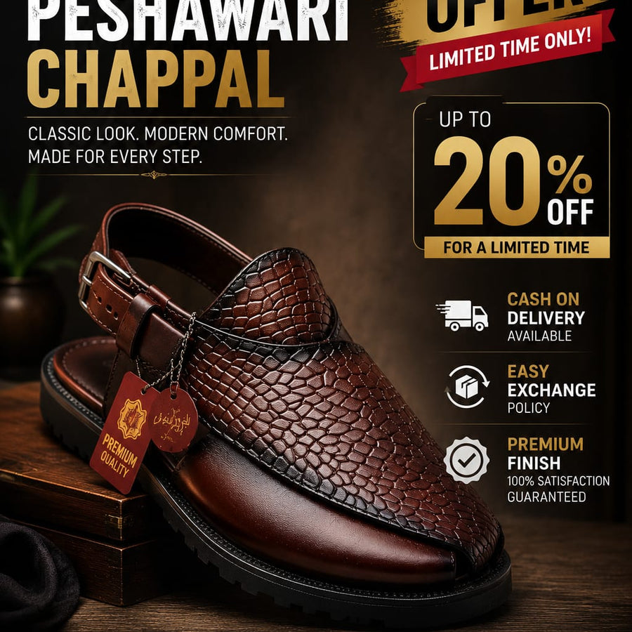 Premium Dark Brown Peshawari Chappal – Handmade Comfort Sandal
