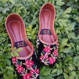 Handcrafted Black Velvet Floral Khussa – Ethnic Elegance by A&S Brand