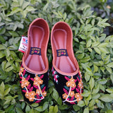 Handcrafted Black Velvet Floral Khussa – Ethnic Elegance by A&S Brand