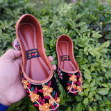 Handcrafted Black Velvet Floral Khussa – Ethnic Elegance by A&S Brand