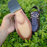 Men's Premium Brown peshawriChappal with Golden Buckle – Traditional Elegance & Modern Style"