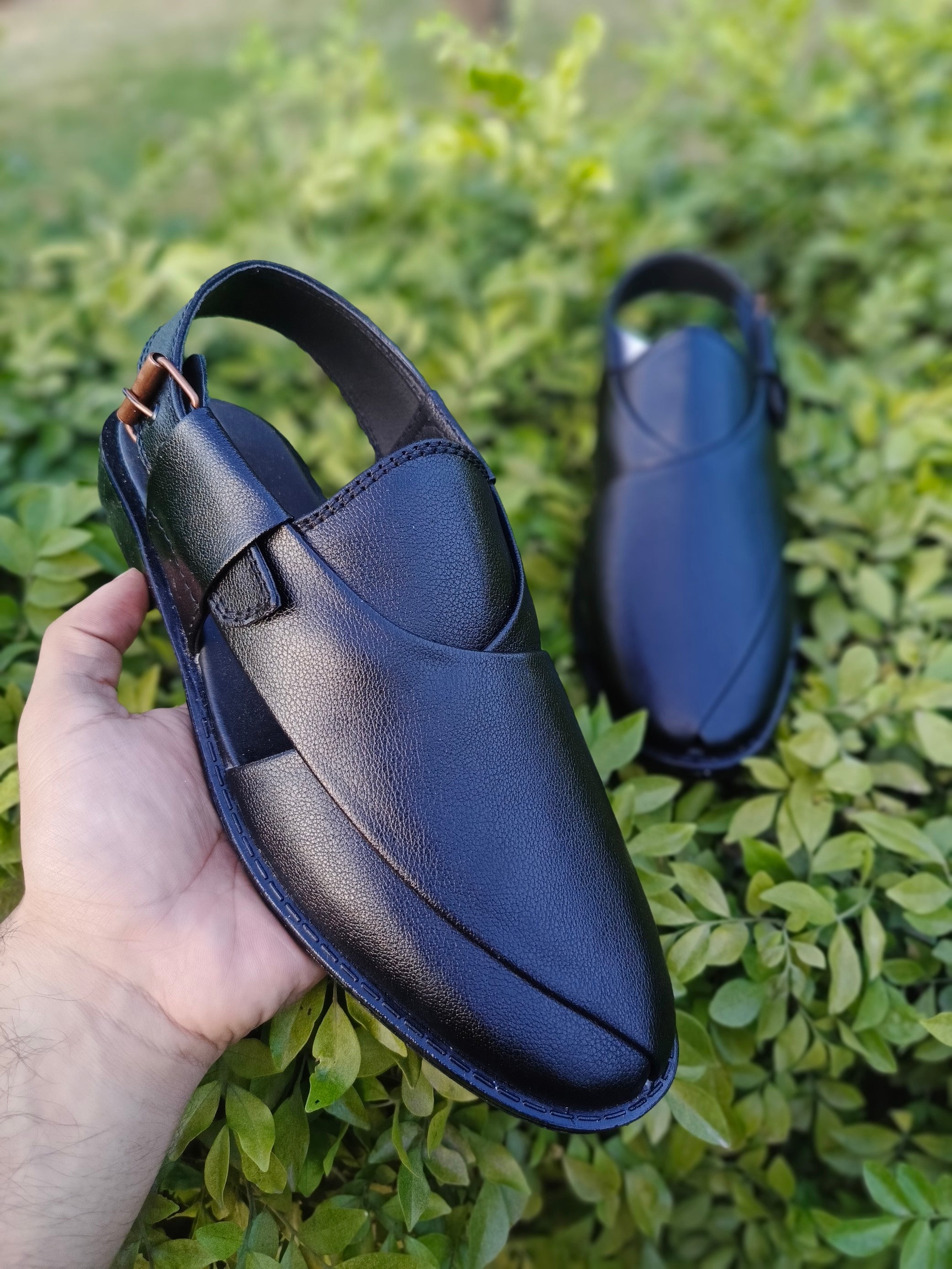 Step into Tradition with Modern Comfort – Premium Black Peshawari Chappal