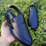 Step into Tradition with Modern Comfort – Premium Black Peshawari Chappal