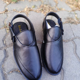 Step into Tradition with Modern Comfort – Premium Black Peshawari Chappal
