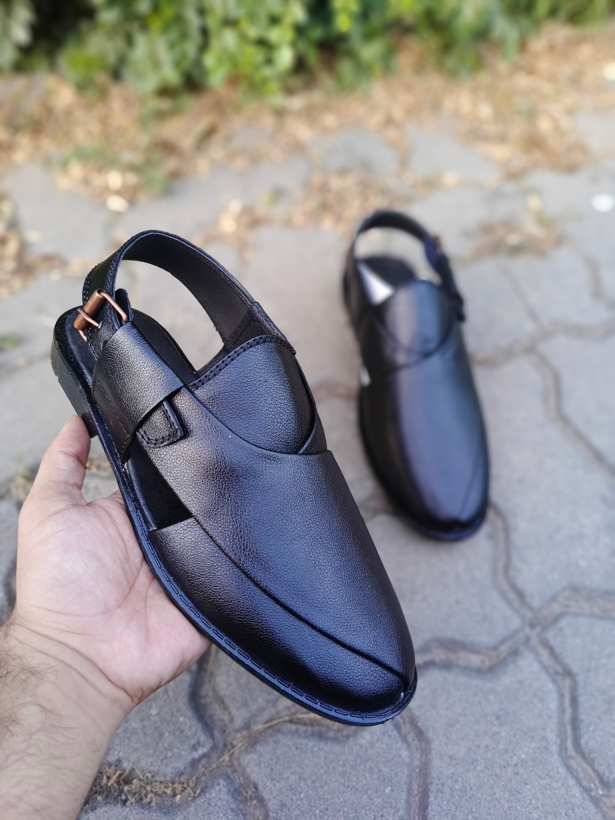 Step into Tradition with Modern Comfort – Premium Black Peshawari Chappal
