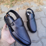 Step into Tradition with Modern Comfort – Premium Black Peshawari Chappal
