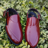 Classic Brown Glossy Peshawari Chappal – Handcrafted Elegance for Men