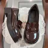 Black Cat Slip-On Leather Mary Jane Shoes