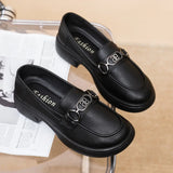 Black British Style Women's Thick Loafers Spring Summer
