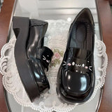 Black Cat Slip-On Leather Mary Jane Shoes