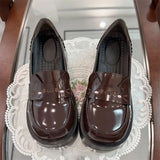 Black Cat Slip-On Leather Mary Jane Shoes