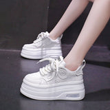 Black and White Panda Shoes for Women 2025 Autum New Style Small 8cm Platform Thick Sole Heightening White Shoes for Sports and Leisure