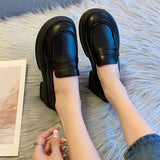 Japanese Small Leather Shoes Women's 2025 Autumn New British Style Black Platform Loafers One-Pedal JK Uniform Shoes