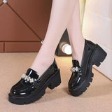 Mary Jane Platform-soled Loafers Small Leather Shoes Women's 2025 Spring New Elevated Women's Shoes Women's Soft-soled Single-layer Shoes