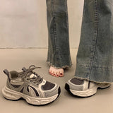 2025 Autumn/Winter New Thick-Soled Versatile Casual Shoes for Women, Slimming Dad Shoes, Gray Sneakers, Cotton Shoes
