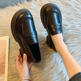 Japanese Small Leather Shoes Women's 2025 Autumn New British Style Black Platform Loafers One-Pedal JK Uniform Shoes