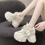 Explosions Small Thick Sole Height Increased Leather Torre Shoes Women's 2025 Spring New Sports Casual Shoes