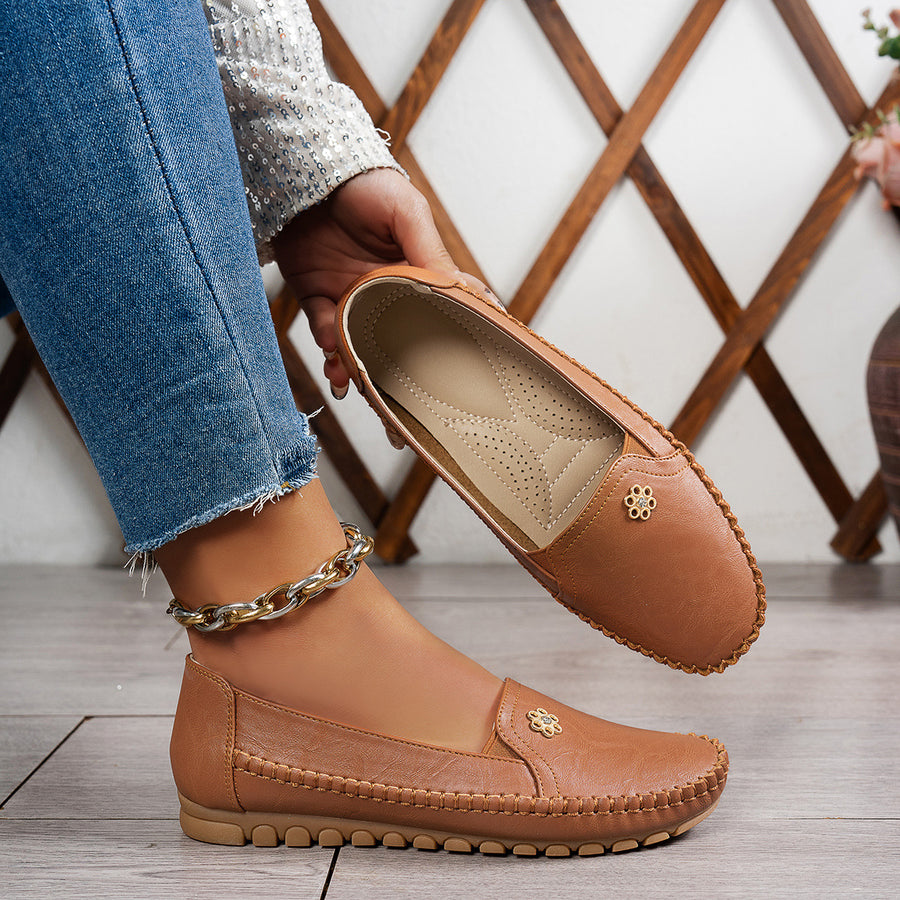 Large Size Popular Foreign Trade Stitched Laser Women's Flats Loafers Foreign Trade Cross-Border E-Commerce Supply Versatile