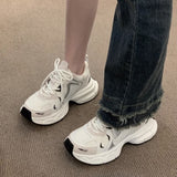 2025 New Korean Style Fashion Casual Sports Shoes Women's Popular Easiest for Match Thick-Soled Dad Shoes Breathable Single Shoes Round Toe