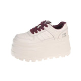 8cm Height-increasing Thick-soled Shoes Leather White Shoes Women's 2025 Spring New All-match Platform Shoes Casual Comfortable Board Shoes