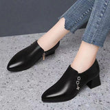 Deep Mouth Single-layer Shoes Women's Spring High Heels Women's 2023 New Women's Shoes Middle-aged Mother's Shoes Non-slip Single-layer Shoes Thick Heel Leather Shoes