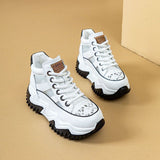 New Lace-Up Thick-Soled Heightening Daddy Shoes for Women 2025 Summer Versatile Fashion Contrasting Color Cut Out Breathable Sports Shoes for Women