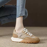 Women's Spring Thick-Soled Dad Sneakers, Color-Blocked Platform Waffle Shoes, Versatile Soft-Soled Casual Shoes for Women