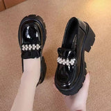 Mary Jane Platform-soled Loafers Small Leather Shoes Women's 2025 Spring New Elevated Women's Shoes Women's Soft-soled Single-layer Shoes